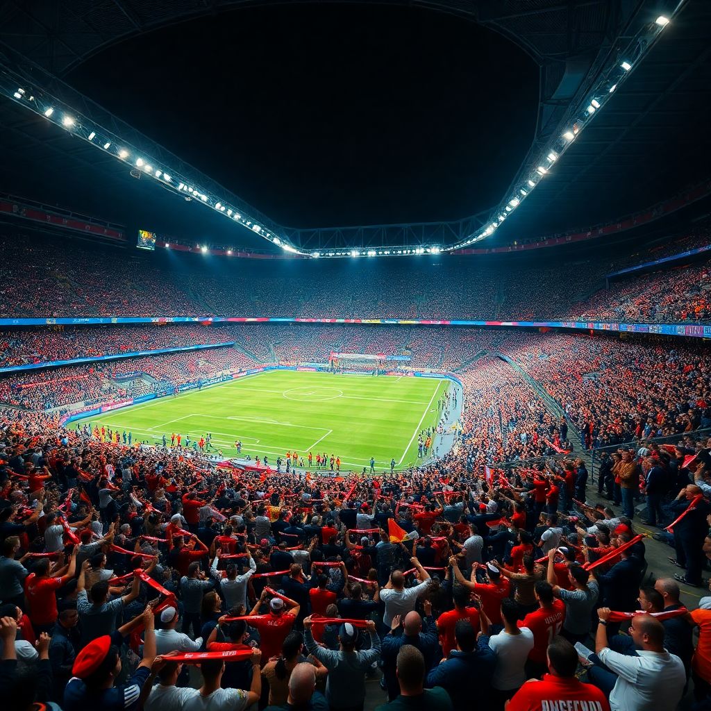 Как фанаты создают атмосферу на матче с шумовыми эффектами и световым шоу