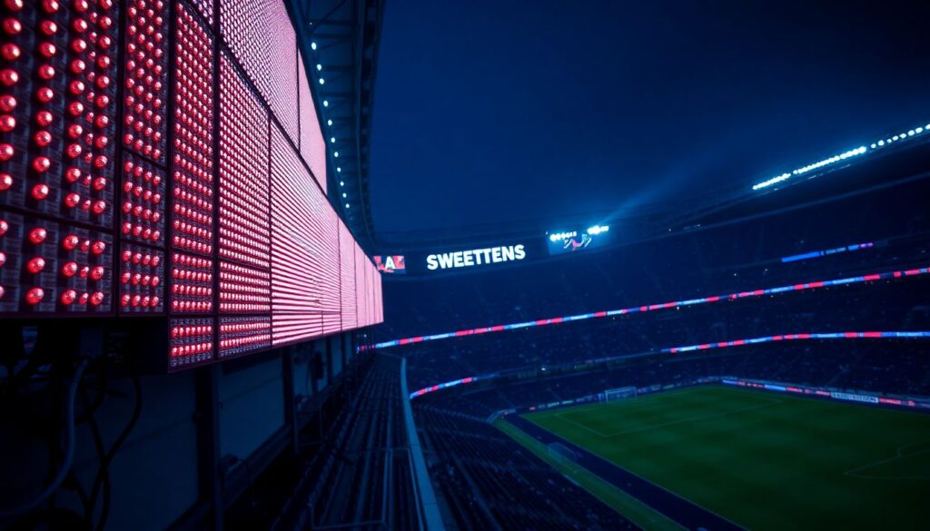 Технологии на трибунах: световые панели, дым-машины, гаснущие картинки - иллюстрация