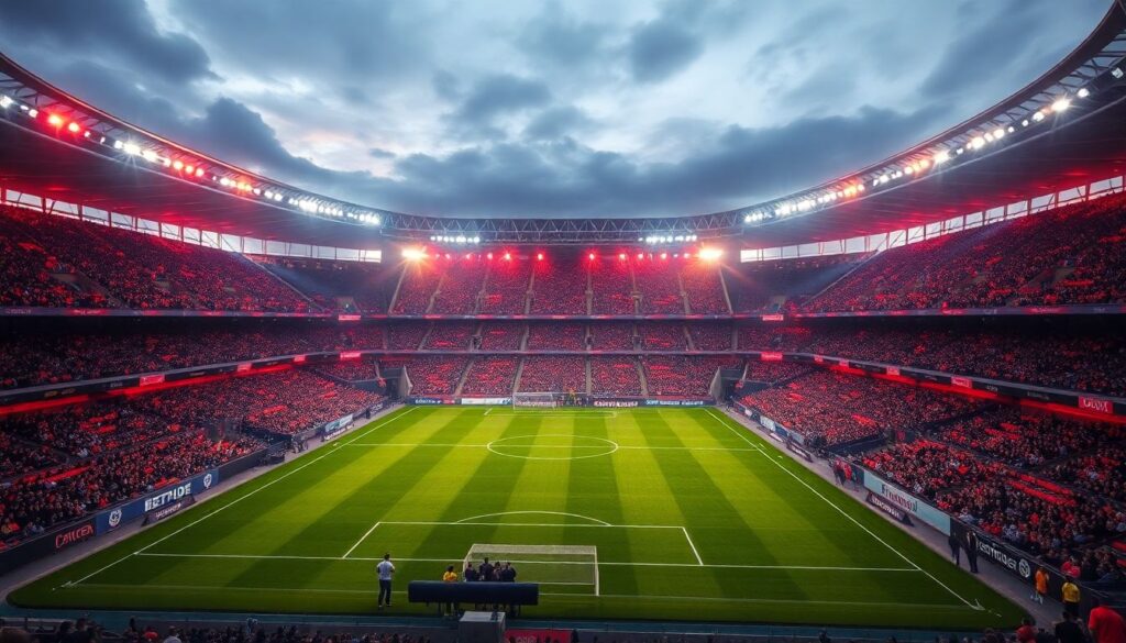 Технологии на трибунах: световые панели, дым-машины, гаснущие картинки - иллюстрация